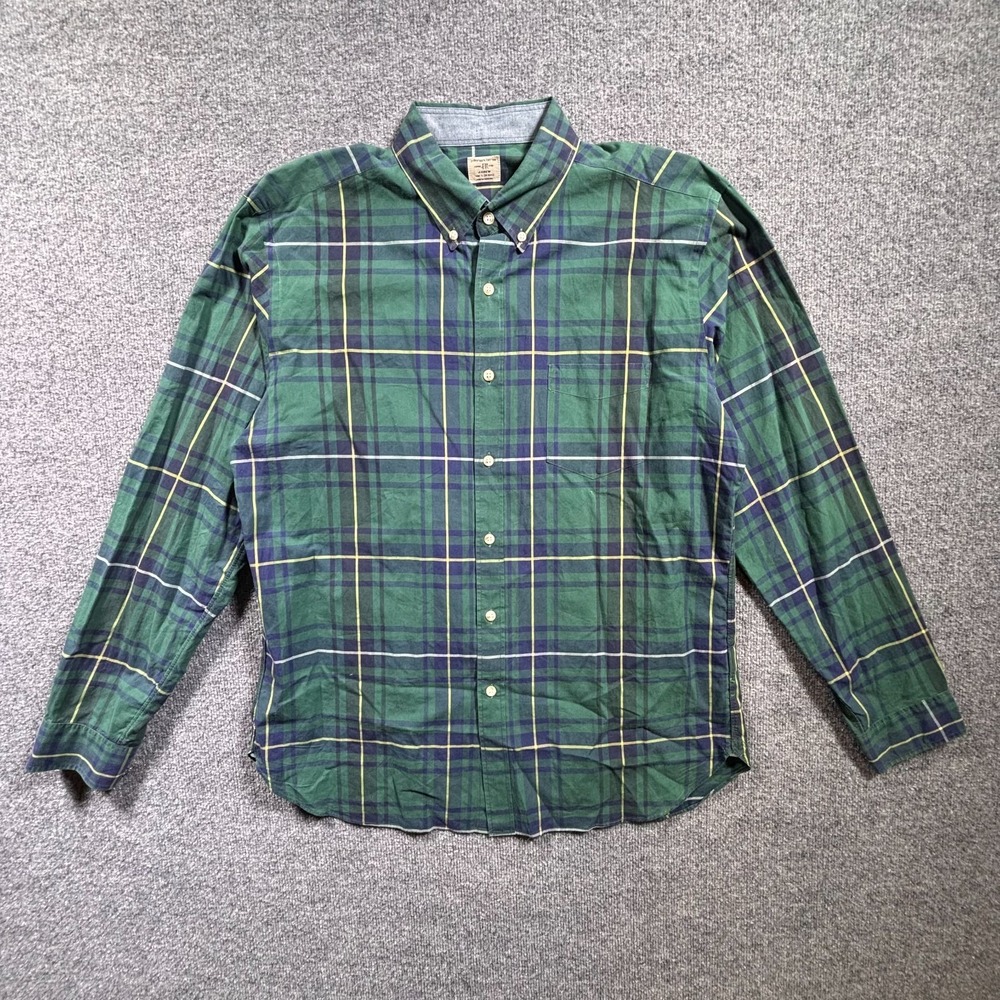 J.Crew Ludlow Mens 16.5 Green Plaid Cotton Button-Up Dress Shirt 28213